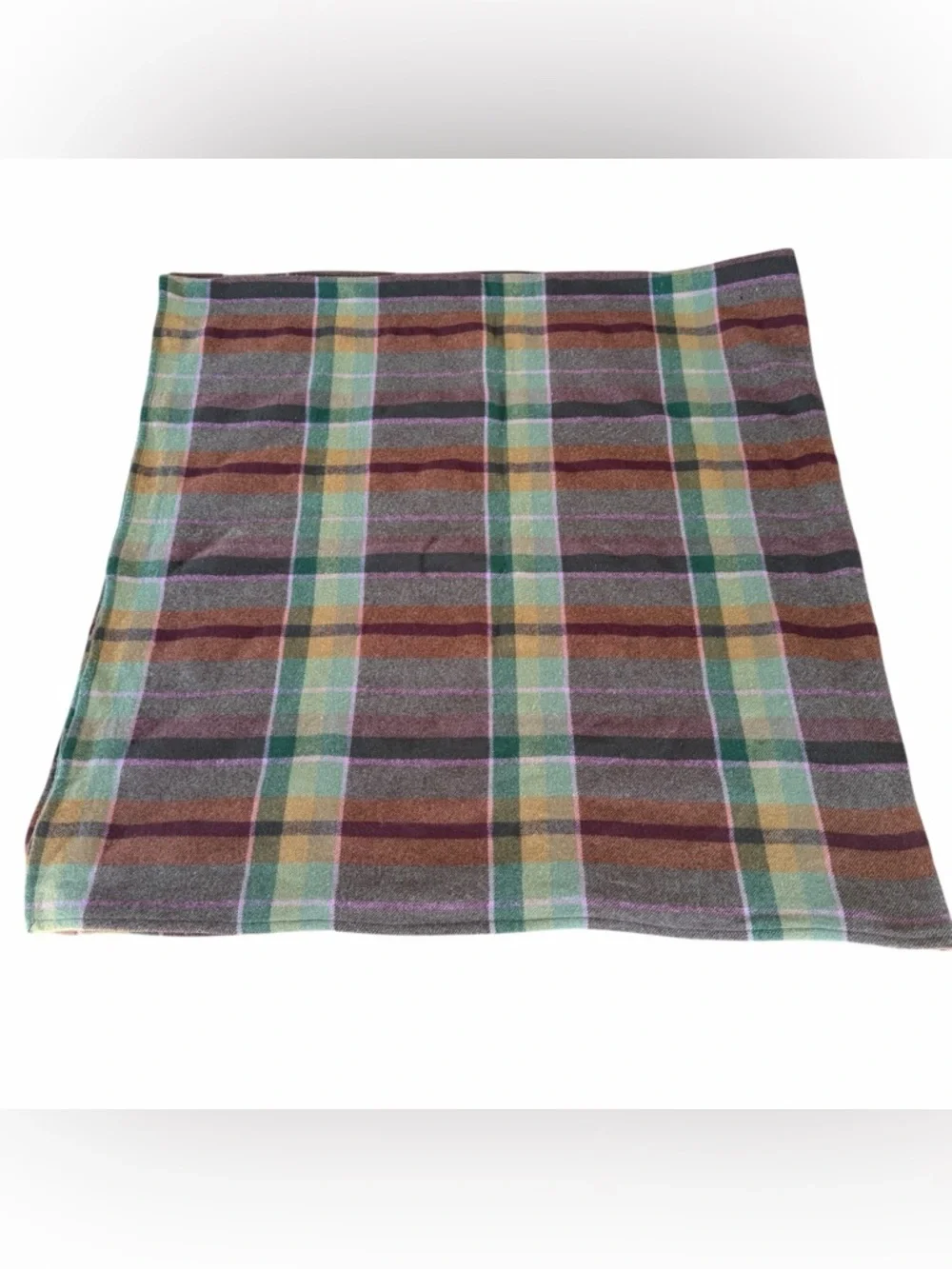 VTG Lauren Ralph Lauren Brittany Plaid 100% Wool Queen Blanket Earth Tones READ